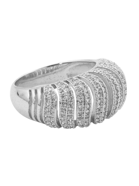 

shaze Women Silver-toned Armor Ring