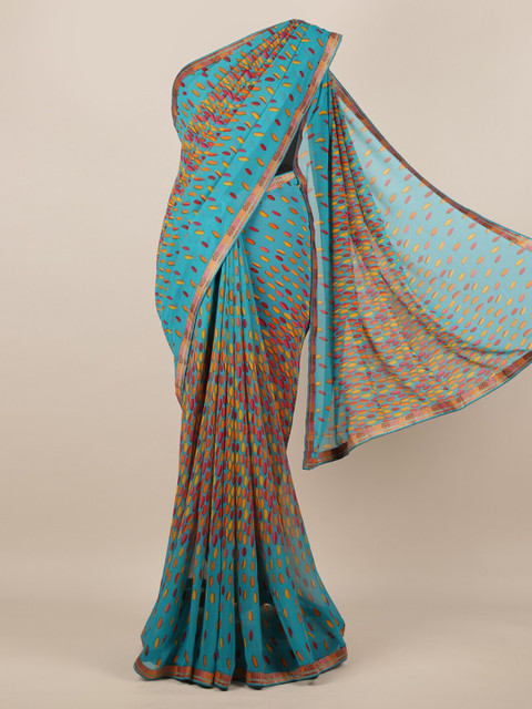

Pothys Blue Printed Poly Chiffon Saree