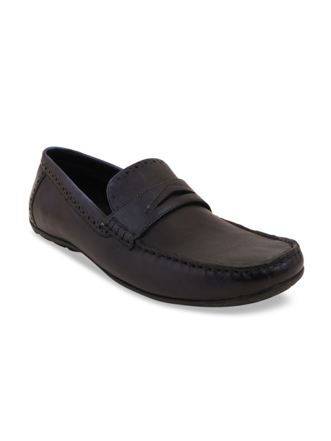 

SCENTRA Men Navy Blue Solid Leather Formal Loafers