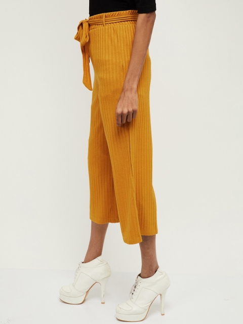 

max Women Mustard Yellow Regular Fit Solid Culottes