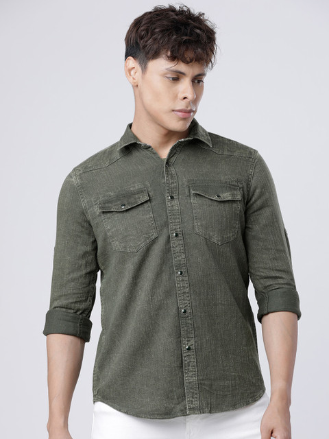 

Ecko Unltd Men Olive Green Slim Fit Solid Casual Shirt
