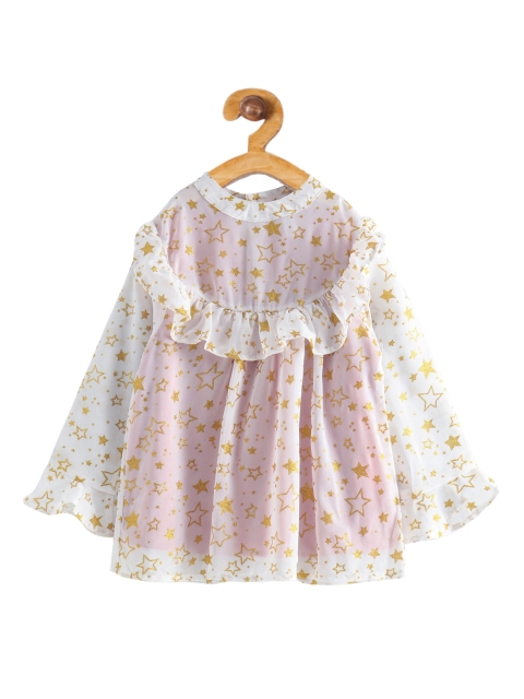 

Kiddopanti Girls White & Gold-Toned Shirt Style Top