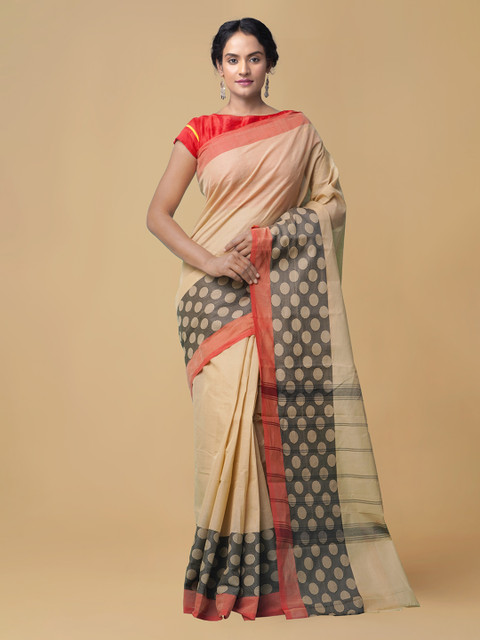 

Unnati Silks Brown Pure Cotton Solid Handcrafted Kanjeevaram Saree