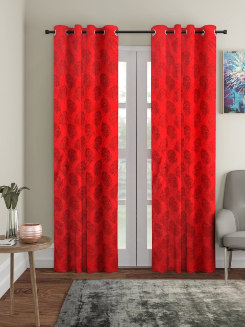 

HOSTA HOMES Red & Brown Set of 2 Curtains