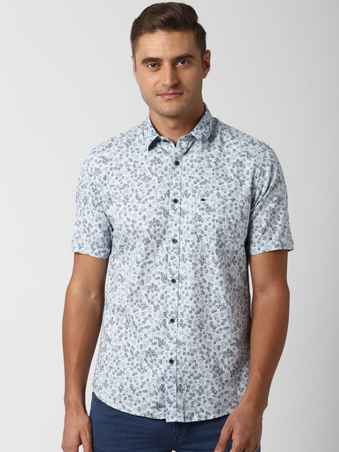 

Peter England Casuals Men Blue & Black Slim Fit Printed Casual Shirt