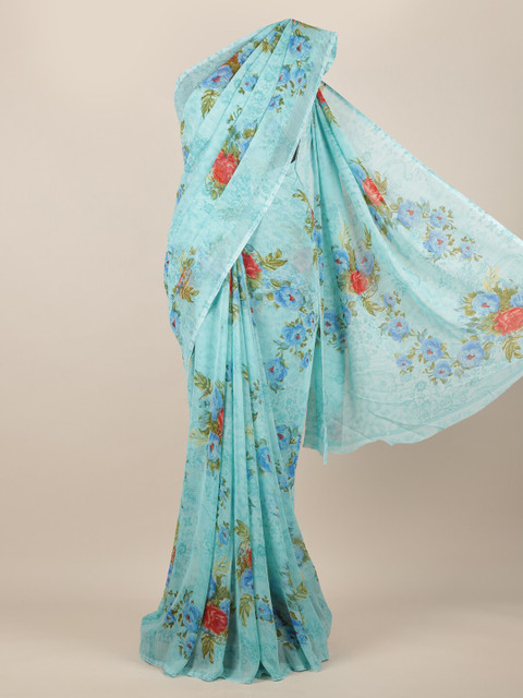 

Pothys Blue Printed Poly Chiffon Saree