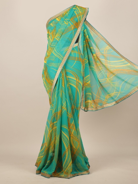 

Pothys Green Printed Poly Chiffon Saree