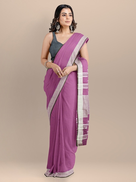 

BharatSthali Violet Pure Cotton Solid Handloom Mangalagiri Saree