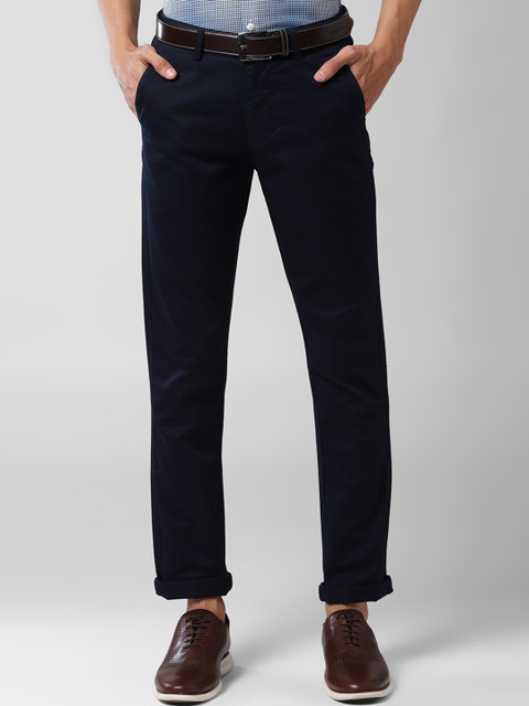 

Peter England Men Navy Blue Slim Fit Solid Regular Trousers