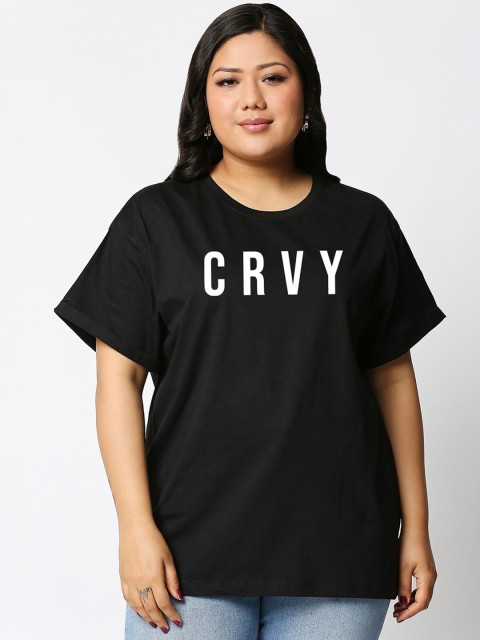 

Bewakoof Plus SIze Women Black Printed Round Neck T-shirt