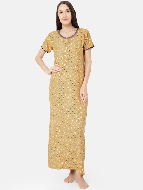 

Sand Dune Tan & Purple Printed Nightdress