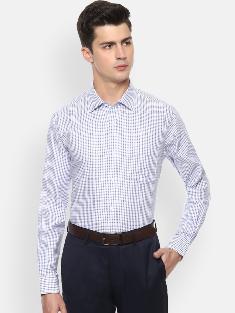 

Van Heusen Men White & Blue Regular Fit Checked Formal Shirt
