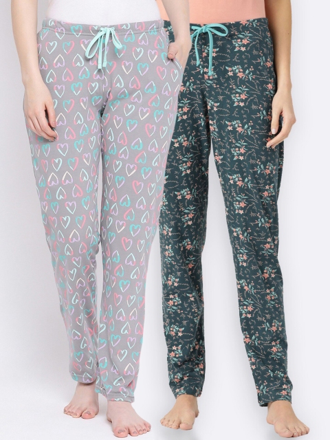 

Kanvin Women Pack of 2 Printed Lounge Pants, Green