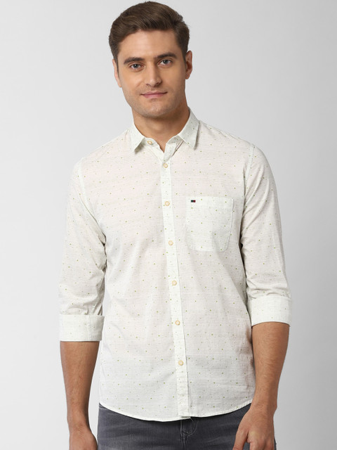 

Peter England Casuals Men Cream-Coloured Slim Fit Printed Casual Shirt