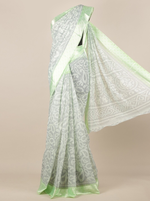 

Pothys Green Printed Jute Silk Saree