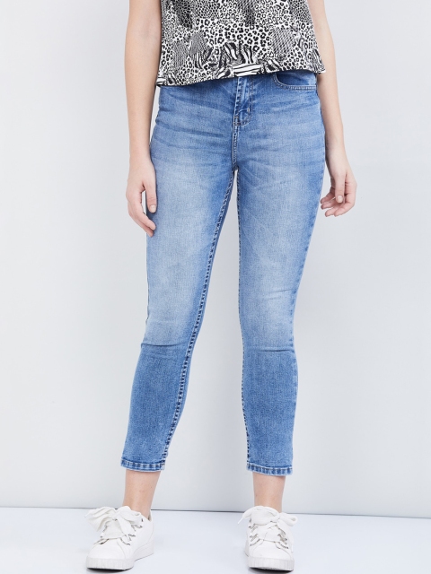 

max Women Blue Skinny Fit Mid-Rise Clean Look Jeans