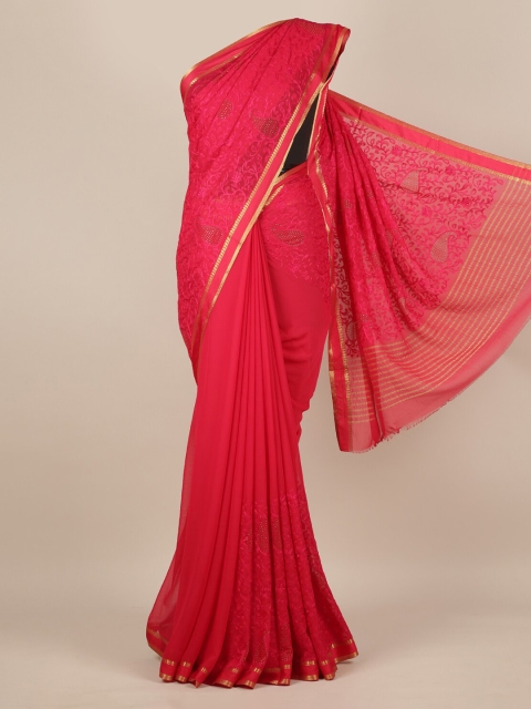

Pothys Red Woven Design Pure Chiffon Saree