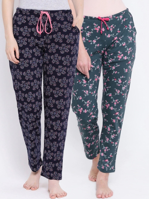 

Kanvin Women Pack Of 2 Printed Lounge Pants, Green