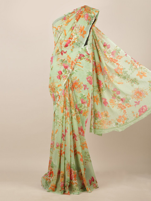 

Pothys Green Printed Poly Chiffon Saree
