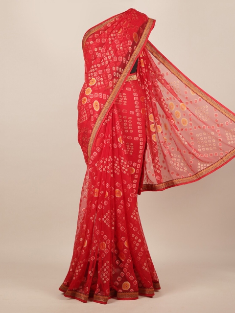 

Pothys Red Printed Poly Chiffon Saree
