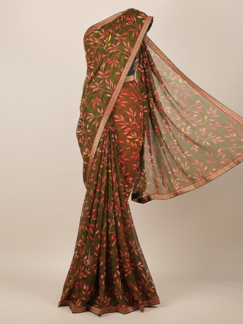 

Pothys Green Printed Poly Chiffon Saree