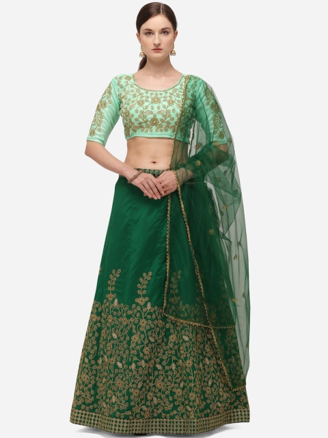 

SAADHVI Green & Gold-Toned Embroidered Unstitched Lehenga & Blouse with Dupatta