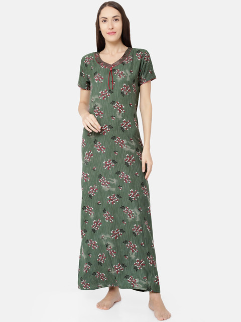 

Sand Dune Printed Alpine A-line Nightrdress, Green