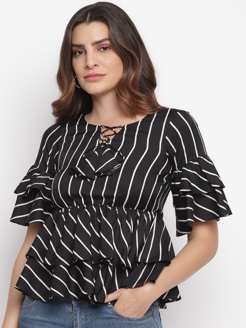 

Capybara Black & White Striped Empire Top