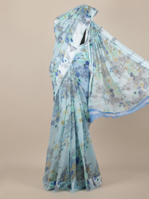 

Pothys Blue Printed Jute Silk Saree