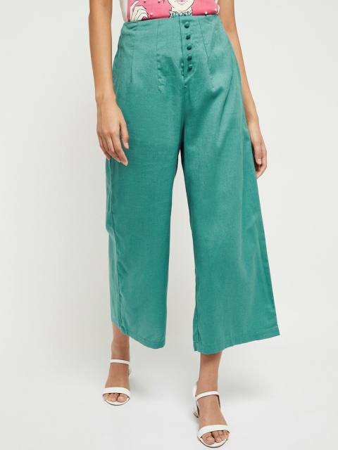 

max Women Green Regular Fit Solid Culottes