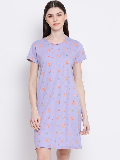 

Kanvin Violet Printed Nightdress