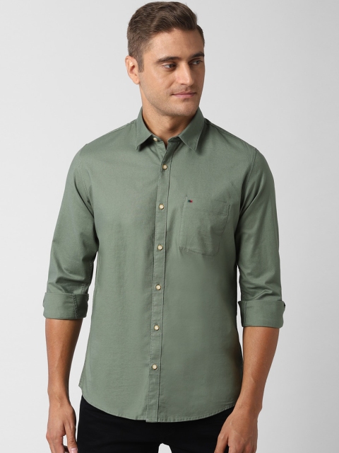 

Peter England Casuals Men Olive Green Slim Fit Solid Casual Shirt