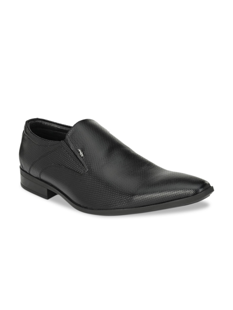 

Hitz Men Black Textured Formal Slip-Ons