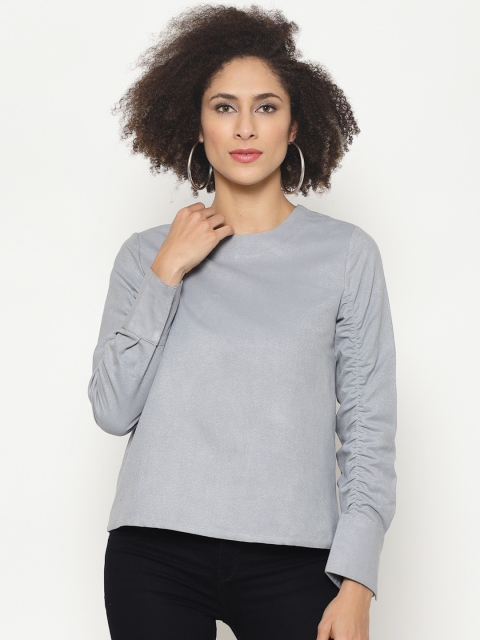 

Twenty3 Women Grey Solid Round Neck T-shirt