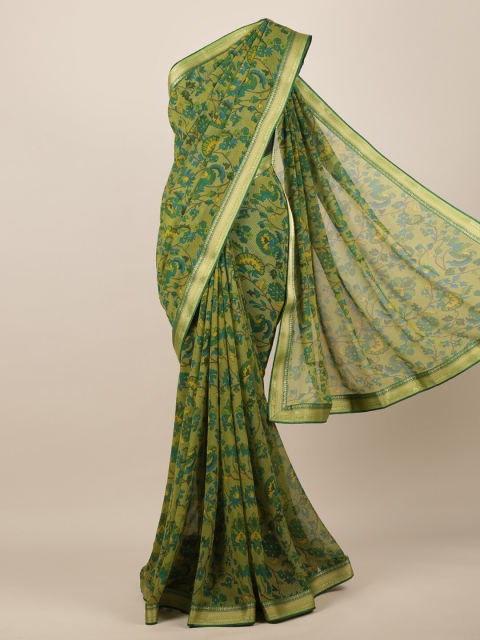

Pothys Green Printed Poly Chiffon Saree