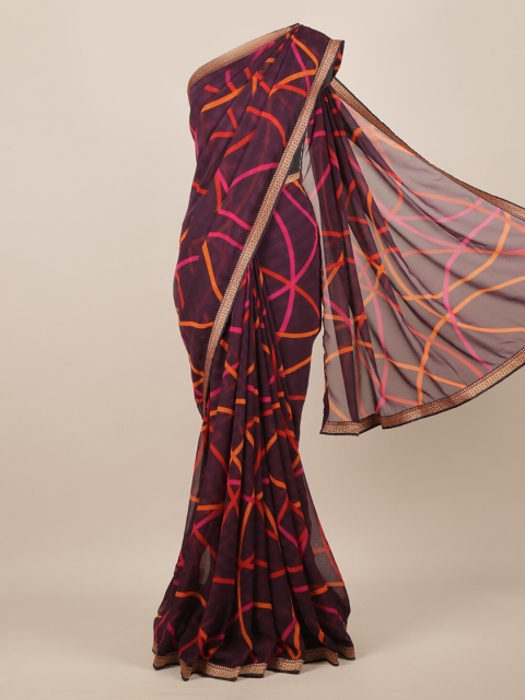 

Pothys Purple Printed Poly Chiffon Saree