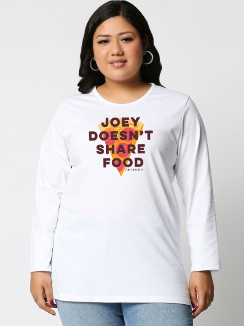 

Bewakoof Women White Joey Doesn't Share Printed Round Neck T-shirt