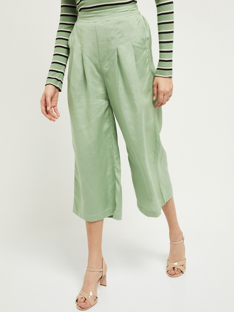 

max Women Green Regular Fit Solid Culottes