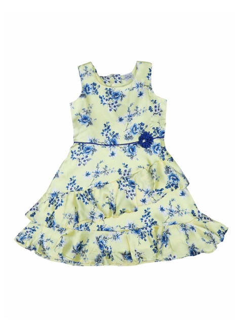 

Doodle Girls Yellow & Blue Floral Printed Fit and Flare Dress