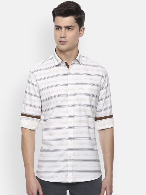 

Van Heusen Sport Men White Slim Fit Striped Casual Shirt