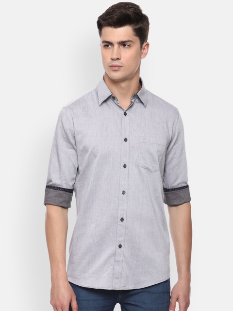 

Van Heusen Sport Men Grey Slim Fit Solid Cotton Casual Shirt