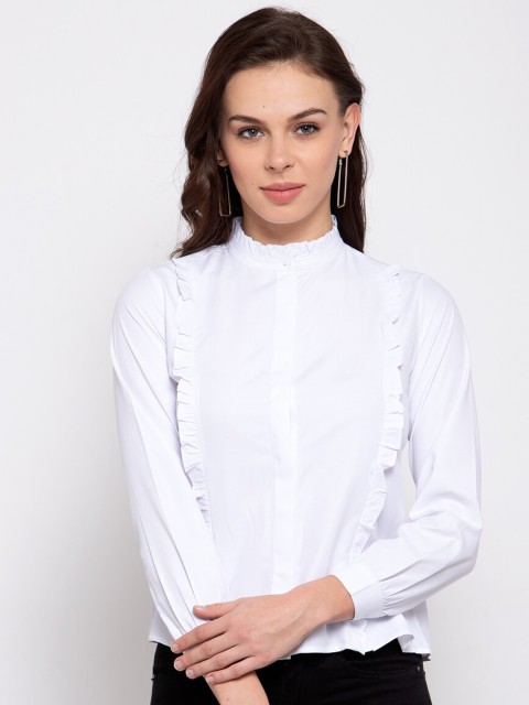 

Style Quotient Women White Regular Fit Solid Casual Shirt