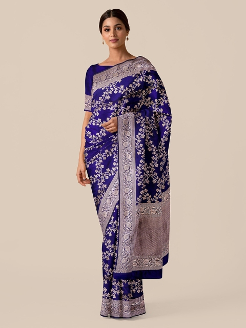 

Taneira Blue & Gold-Toned Pure Silk Woven Design Banarasi Saree