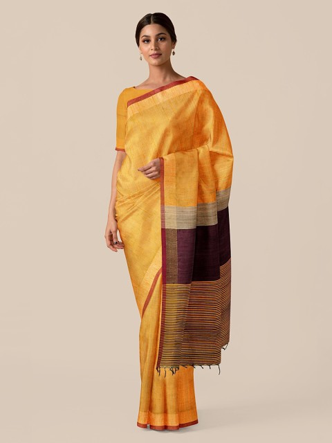 

Taneira Orange Pure Silk Woven Design Bhagalpuri Saree