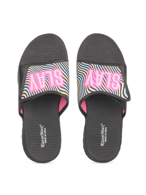 

KazarMax Girls Black & Pink Printed Sliders