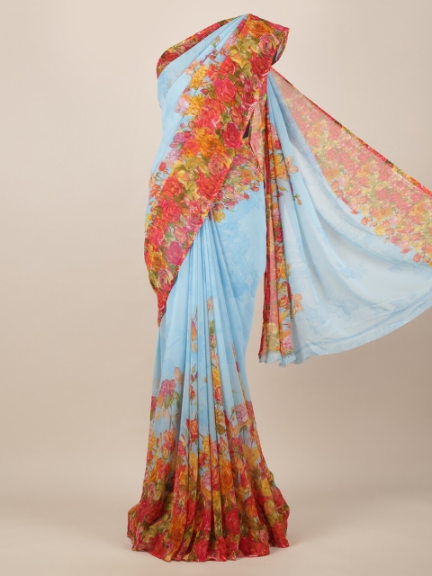 

Pothys Blue Printed Poly Chiffon Saree