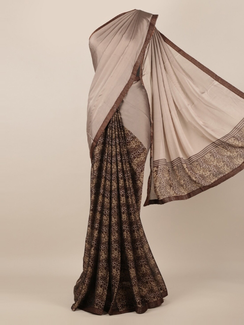 

Pothys Brown Solid Poly Chiffon Saree