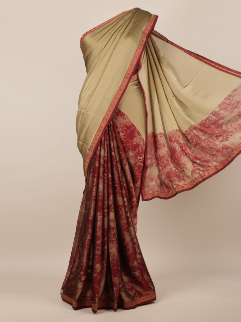

Pothys Tan Printed Poly Chiffon Saree