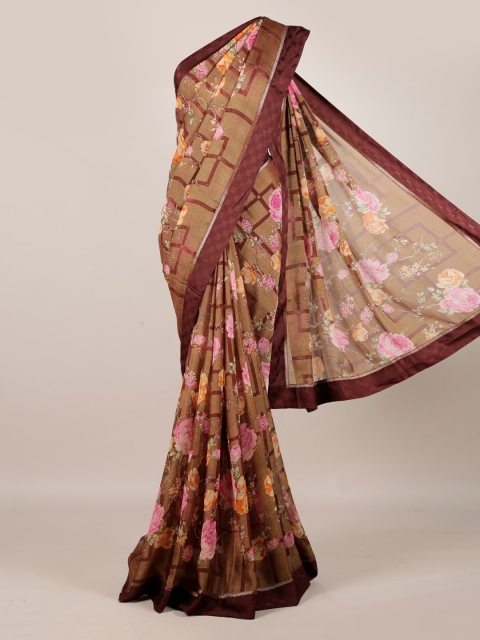 

Pothys Brown & Maroon Poly Georgette Printed Saree