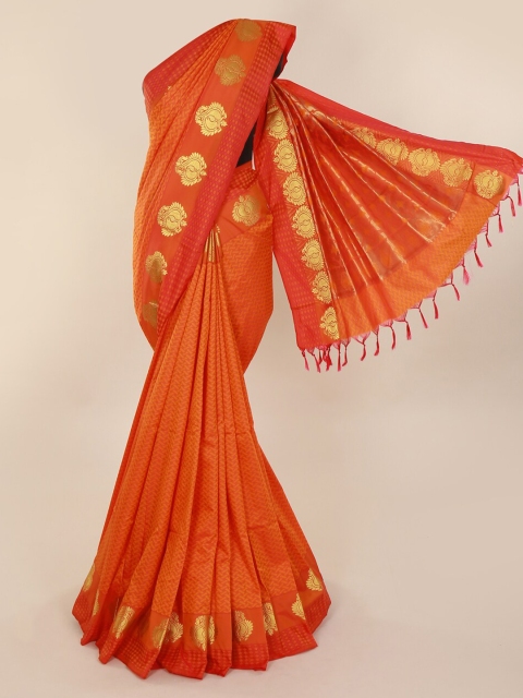 

Pothys Orange Printed Art Silk Saree